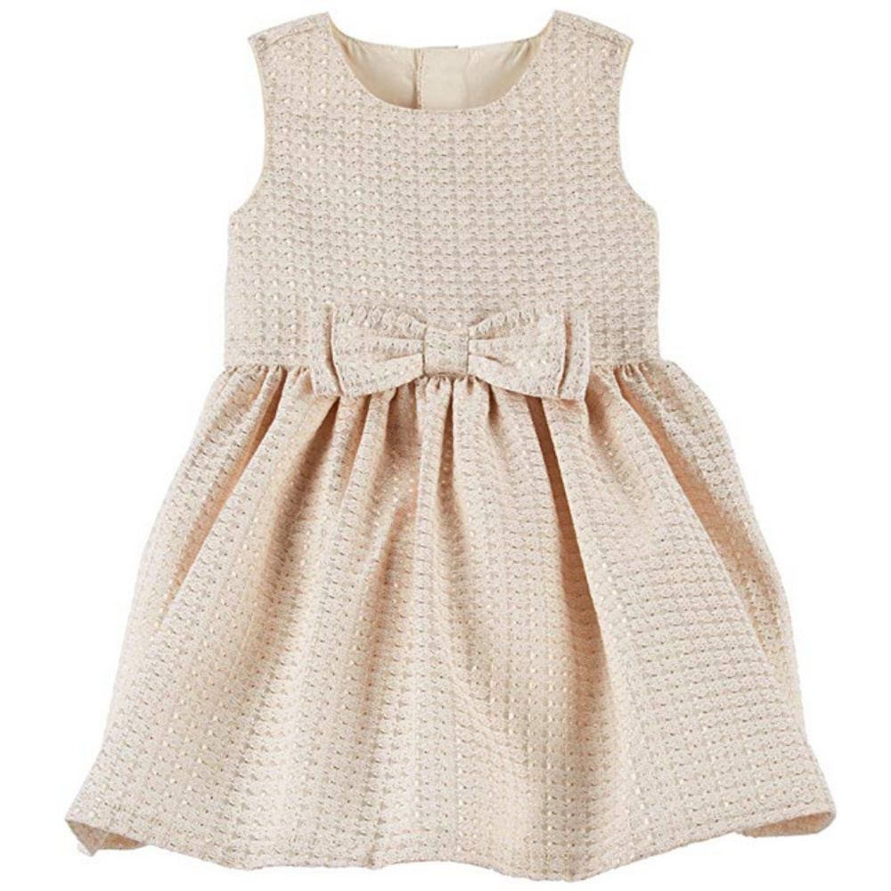 Carter's Jacquard Bow Gold Holiday Dress 1…